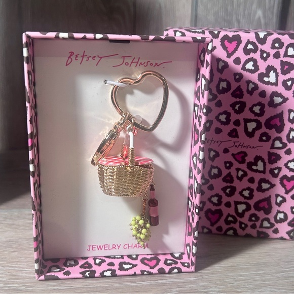 Betsey Johnson Accessories - Betsey Johnson Picnic Basket Bag Charm Keychain Wine Grapes NWT